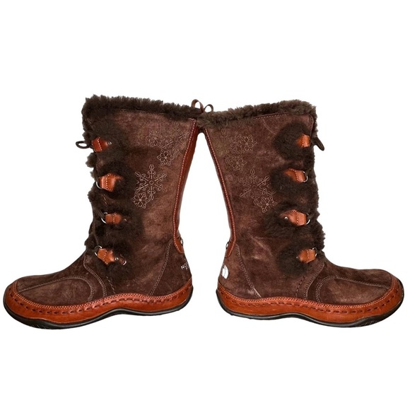 The North Face Abby II Brown Suede & Faux Fur Lace-Up Calf High Waterproof Boots - Picture 6 of 13